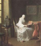 Jean Baptiste Simeon Chardin The Bird-Organ (mk05) oil painting on canvas